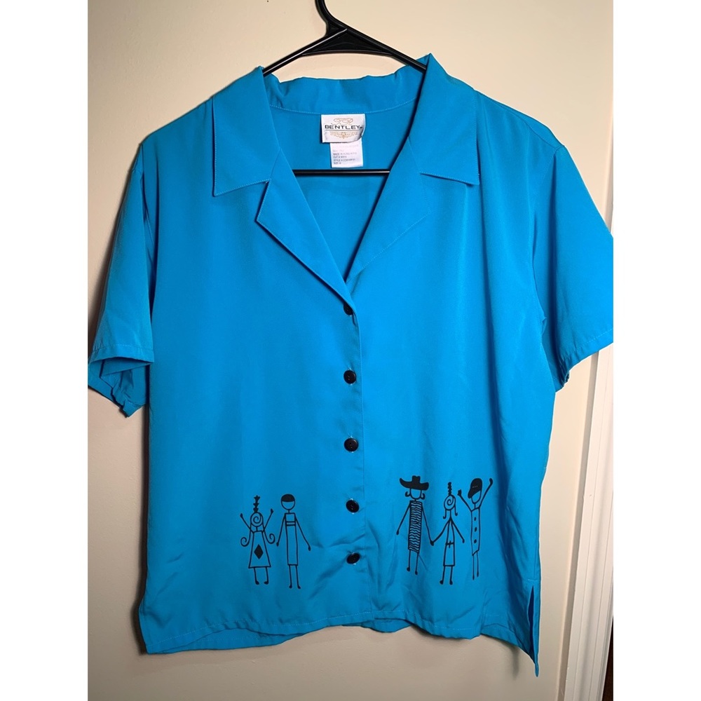 VINTAGE | Bentley Vibrant Blue Abstract Button Up